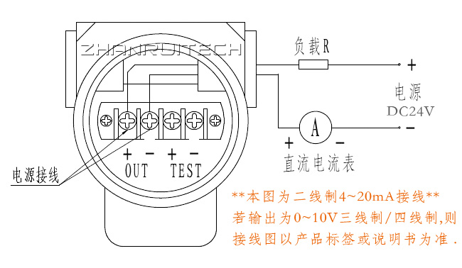 擴(kuò)散硅壓力變送器接線圖