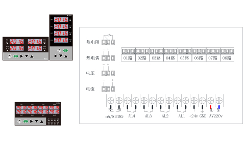 ZR-MK80多通道數(shù)顯表接線圖